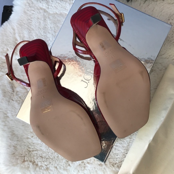 Red leather J Crew sandals size 8.5 - Picture 5 of 11